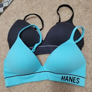Hanes bras black and blue